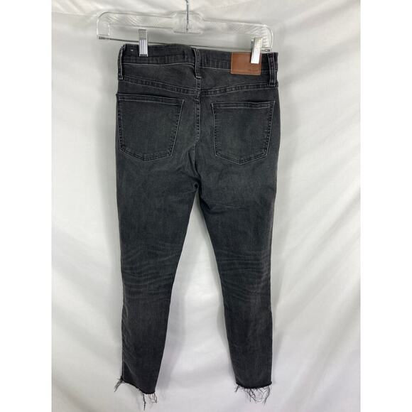 Madewell 9" High Rise Skinny Jeans in Black Sea Raw Hem Distressed Boho 26 - Picture 3 of 3